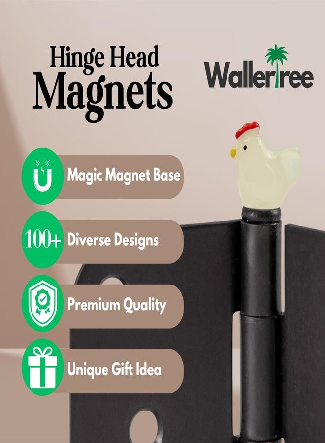 Wallertree Cute Chicken Hinge Head Home Decoration - Luminous Animal Heads Decorative Topper Set of 6 - Magnetic Toppers - Image 3
